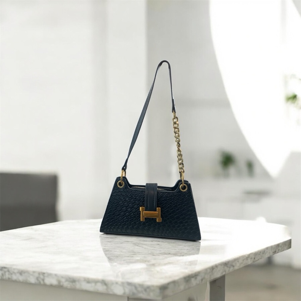 Elegant Black and Gold Handbag